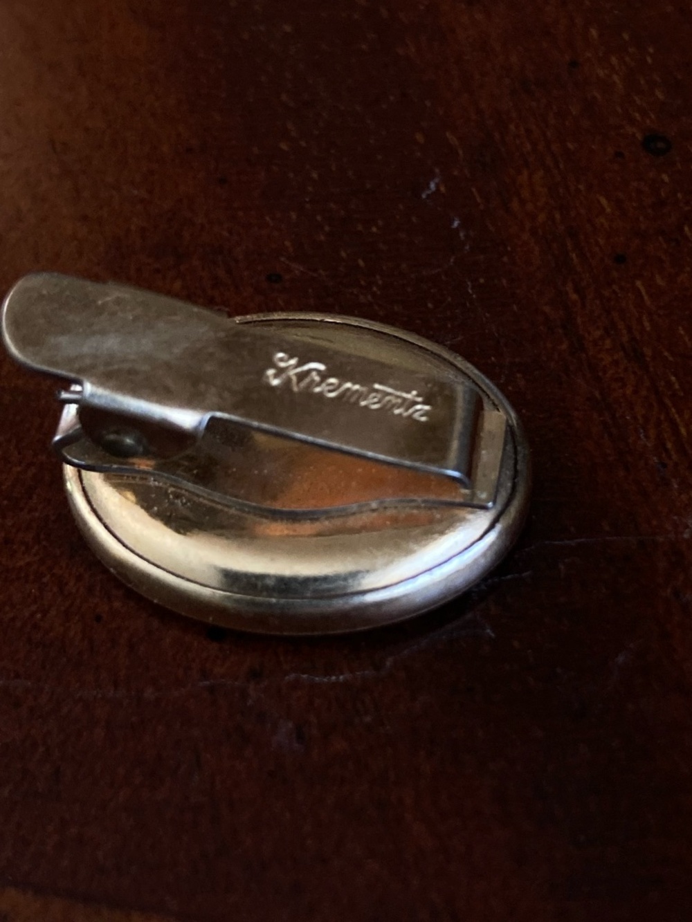 Vintage Krementz Gold Tone Oval Tie Bar Clip
